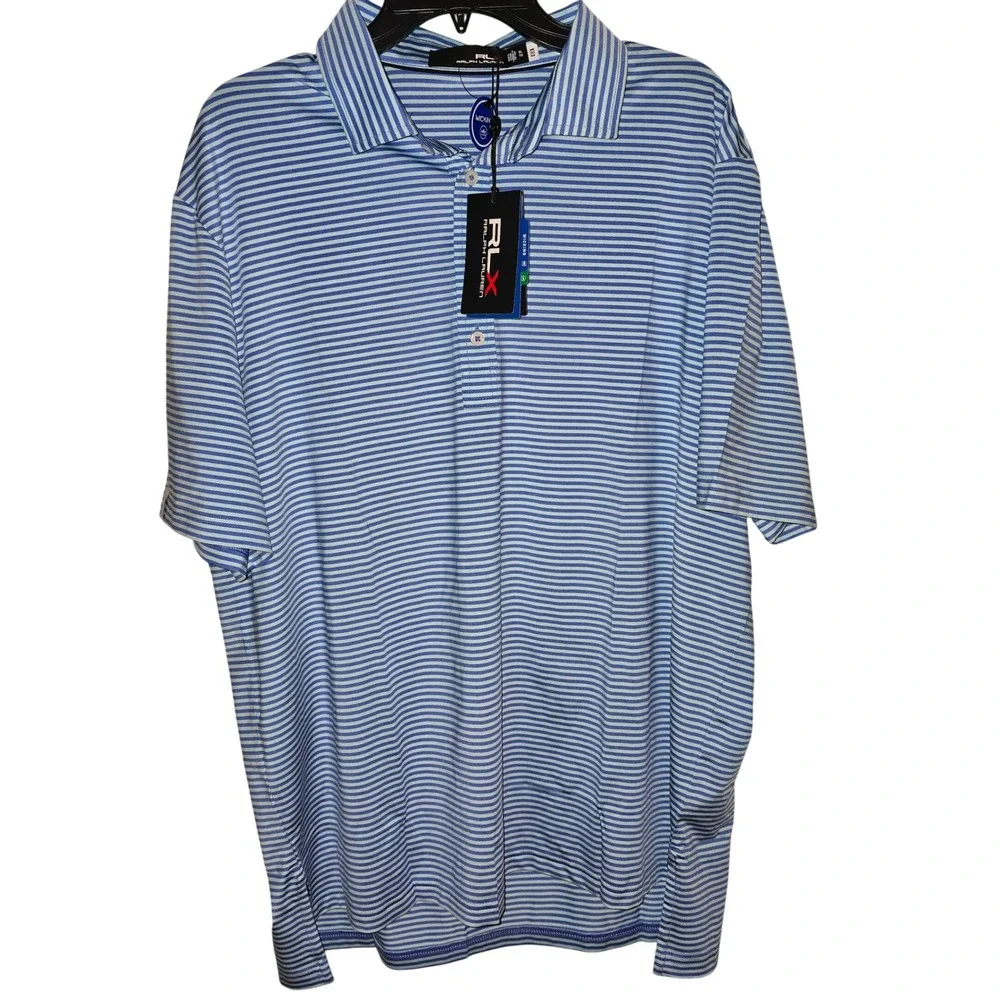RLX Ralph Lauren Men's XL Striped Golf Polo‎ Shirt, New with Tags MSRP $110